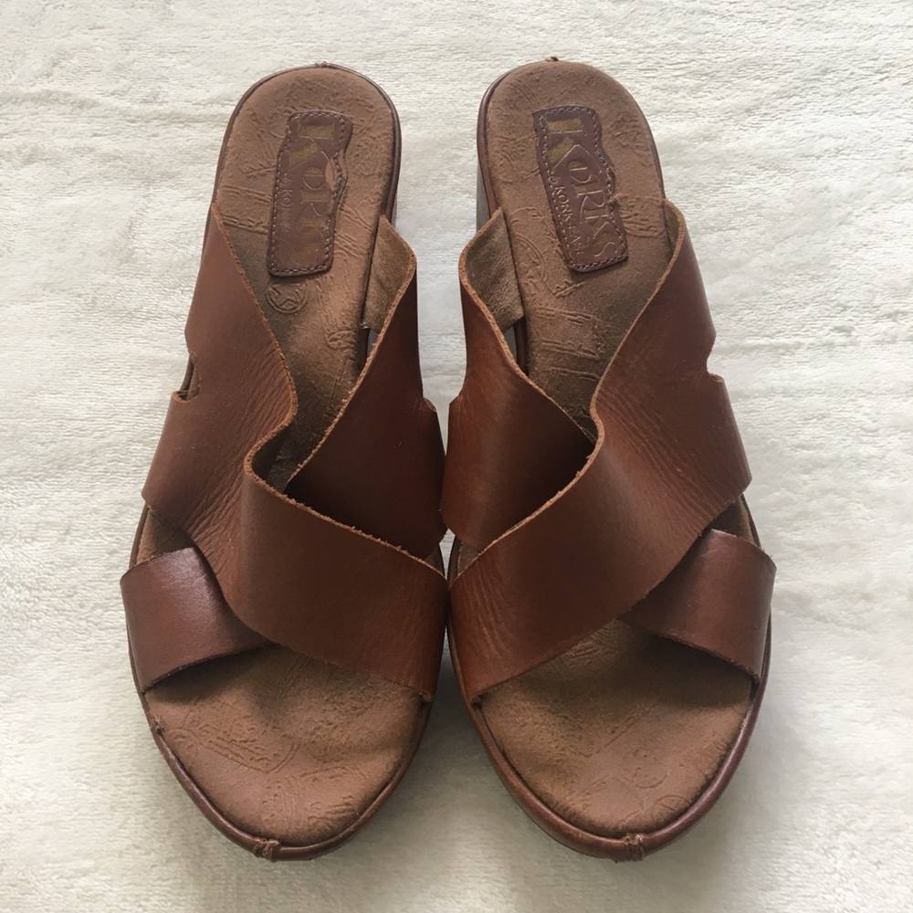 KORK-EASE GREER WEST LEATHER SLIP ON SANDALS SZ 7